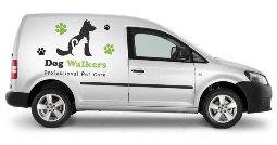 A panel van depicting a dog and cat