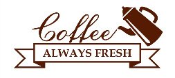 Logo for a coffee shop with a coffee pot pouring coffee